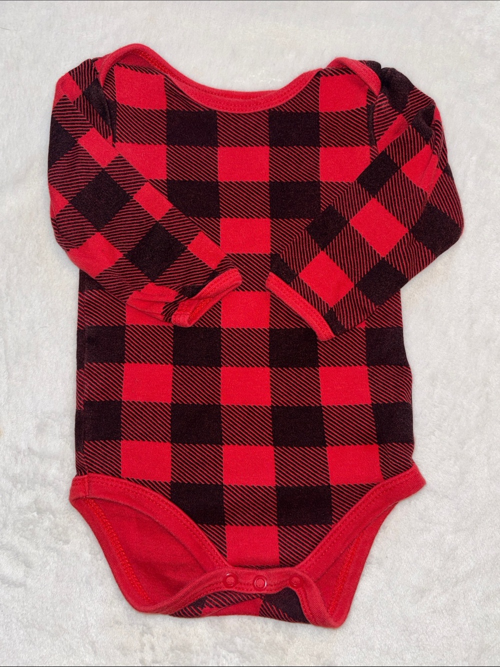 (3 for $10) koala baby Red Buffalo Plaid Long-Sleeve Baby One-Piece 6-9 month